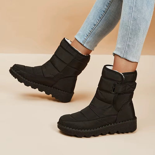 Botas de Nieve Impermeables para Mujer 2026, Zapatos de Invierno Cálidos Antideslizantes, Botines de Plataforma con Forro de Felpa Grueso, Zapatos Acolchados de Algodón